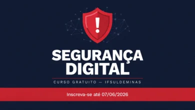 O IFSULDEMINAS abre 150 vagas gratuitas no curso Fundamentos de Segurança na Internet. EaD, 30 horas, sem taxa. Inscrições até 07062026.