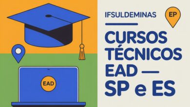 O IFSULDEMINAS abriu inscrições para cursos técnicos gratuitos EaD com polos em 11 cidades de SP e 2 do ES. Seleção por sorteio, taxa de R$ 10!