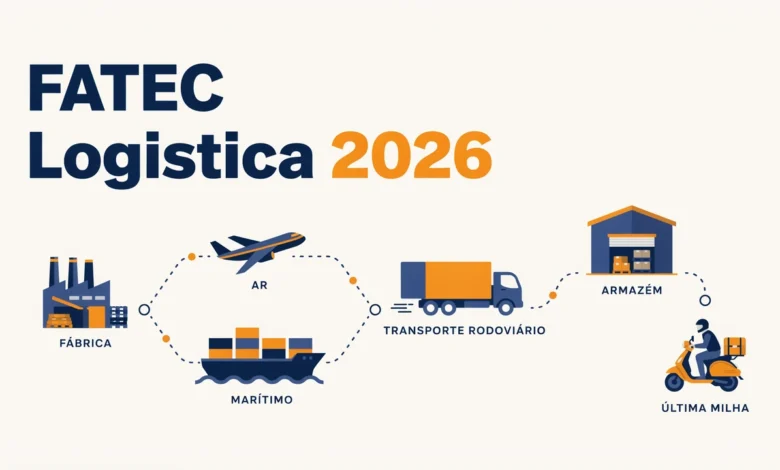 O setor logístico abriu 173 mil vagas entre jan e abr2026. A FATEC tem 4 cursos gratuitos na área em 22 unidades do estado.