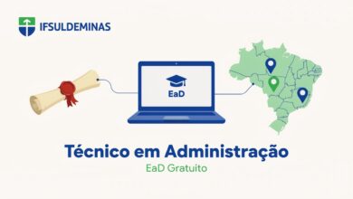 Técnico em Administração gratuito pelo IFSULDEMINAS 1 ano de curso EaD, diploma federal, 14 polos em três estados. Inscrições até 19062026!