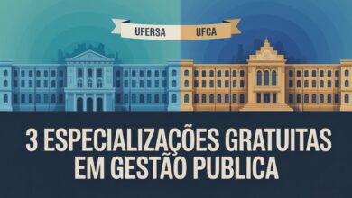 Três especializações gratuitas EaD em gestão com inscrições abertas até 26 de junho de 2026. UFERSA e UFCA oferecem 470 vagas para servidores públicos e profissionais da educação via UAB