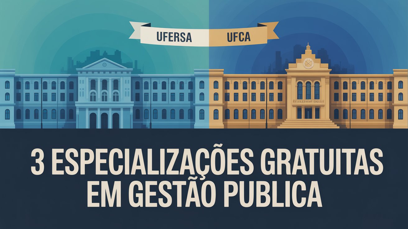 Três especializações gratuitas EaD em gestão com inscrições abertas até 26 de junho de 2026. UFERSA e UFCA oferecem 470 vagas para servidores públicos e profissionais da educação via UAB