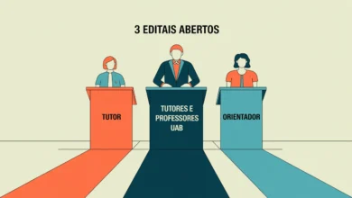 Compare 3 oportunidades de bolsa para educadores orientador de TCC na UFRB, tutor EAD no IFSULDEMINAS e instrutor de idiomas na FADEMA; inscrições até 24 e 28 de julho de 2026.