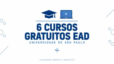 Confira os 6 cursos gratuitos e a distância da USP com inscrições abertas até 06072026. Vagas de 30 a 2.000, seleção por sorteio ou análise!