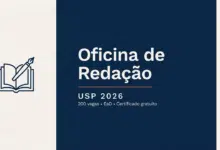 Curso gratuito de redação da USP em 2026 EaD, 15 aulas e certificado. Qualquer pessoa pode se inscrever até 15 de julho. Confira.