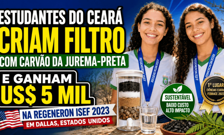 Estudantes do Ceará criam filtro de água com jurema-preta e vencem US$ 5 mil na Regeneron ISEF 2023, maior feira de ciências do mundo.