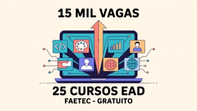 FAETEC abre 15 mil vagas em 25 cursos de Formação Inicial e Continuada (FIC) na modalidade a distância. Inscrições até 19 de julho. Aulas começam em 3 de agosto.