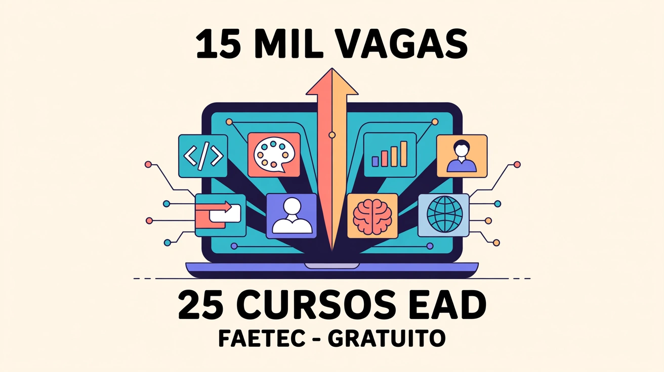 FAETEC abre 15 mil vagas em 25 cursos de Formação Inicial e Continuada (FIC) na modalidade a distância. Inscrições até 19 de julho. Aulas começam em 3 de agosto.