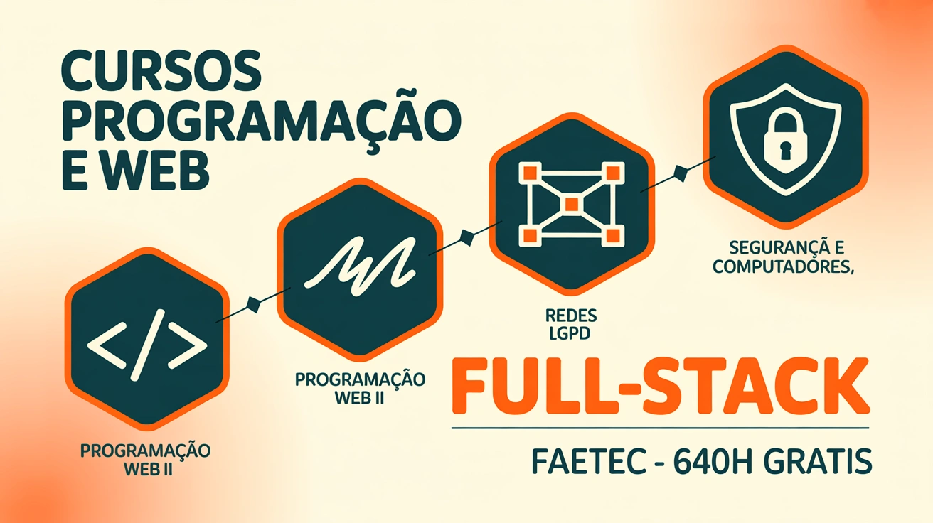 FAETEC abre 4 cursos gratuitos em Desenvolvimento Web Full-Stack 640h de formação. Inscrições até 19072026, aulas a partir de 03082026.