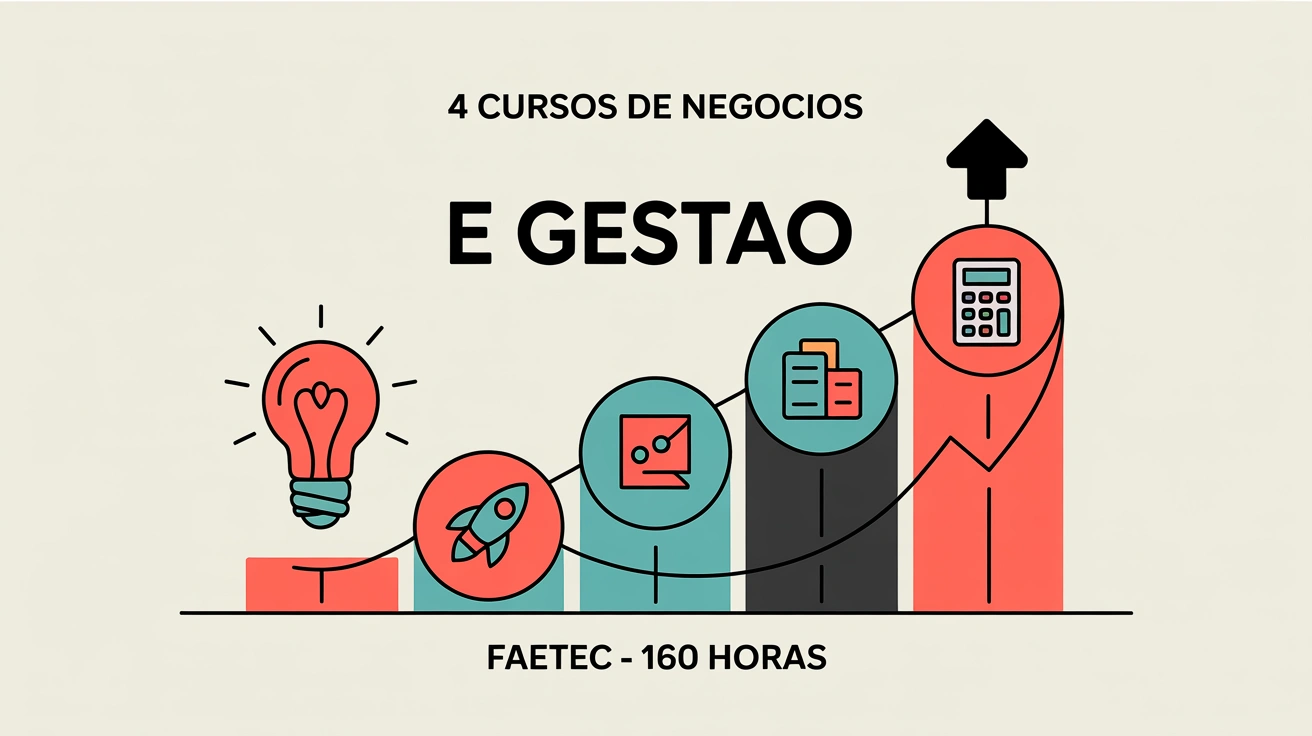 FAETEC abre 4 cursos gratuitos em Gestão & Negócios 640h de formação. Inscrições até 19072026, aulas a partir de 03082026.
