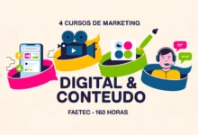 FAETEC abre 4 cursos gratuitos em Marketing Digital & Produção de Conteúdo 640h de formação. Inscrições até 19072026, aulas a partir de 03082026.
