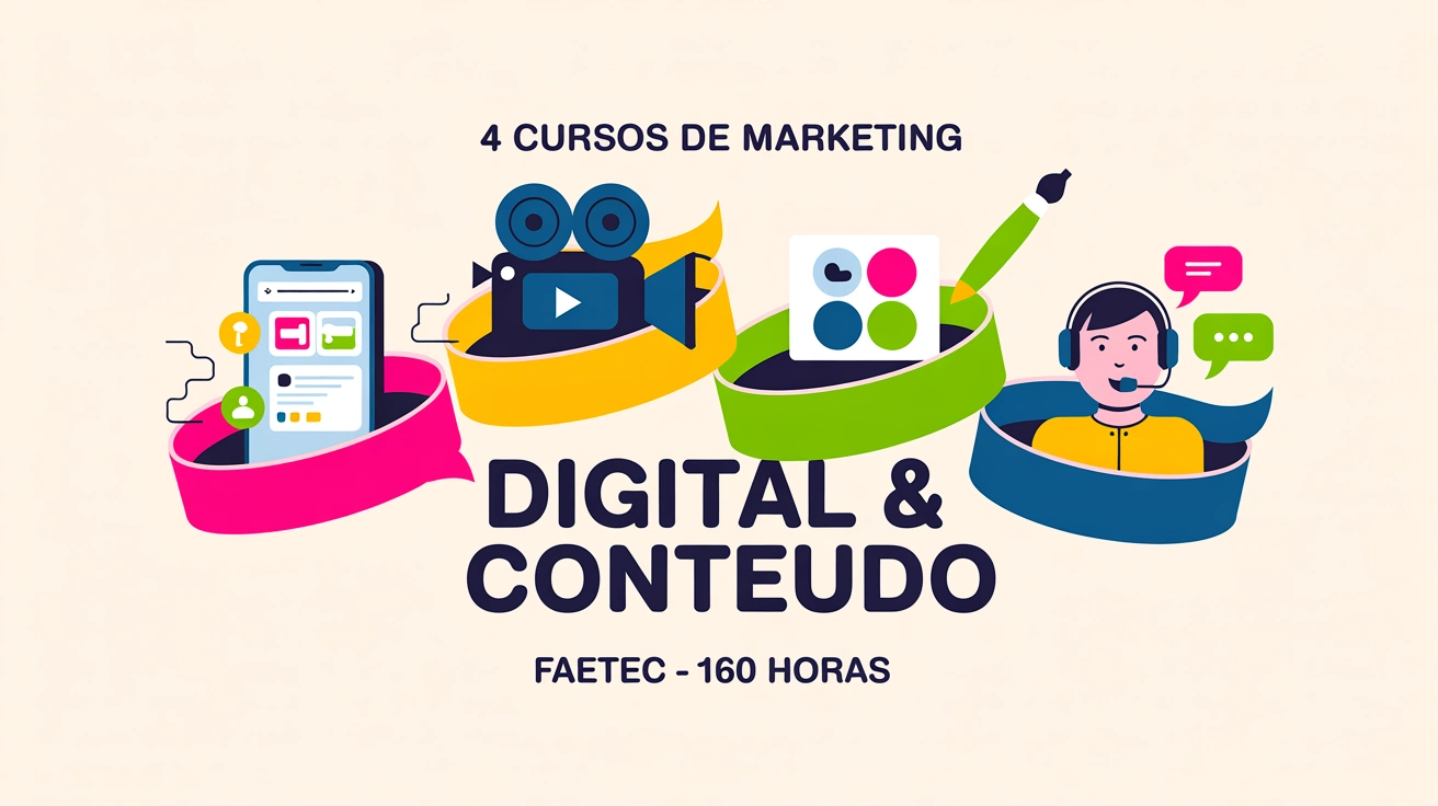 FAETEC abre 4 cursos gratuitos em Marketing Digital & Produção de Conteúdo 640h de formação. Inscrições até 19072026, aulas a partir de 03082026.