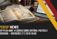 FFLCH-USP abre 5 cursos gratuitos de história e política no Grupo 4 dos Cursos de Inverno. Inscrições até 28072026, sorteio em 2907. Confira os temas.
