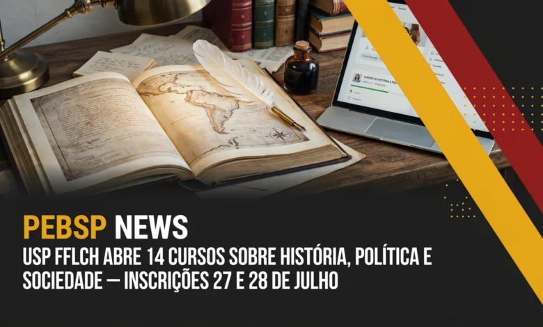 FFLCH-USP abre 5 cursos gratuitos de história e política no Grupo 4 dos Cursos de Inverno. Inscrições até 28072026, sorteio em 2907. Confira os temas.