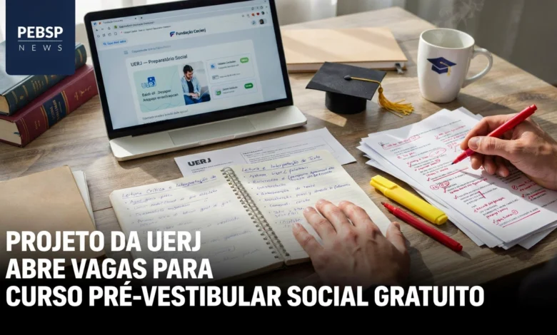 Fundação Cecierj abre vagas no Projeto UERJ 2026. Curso pré-vestibular preparatório gratuito focado na fase discursiva. Inscrições abertas!