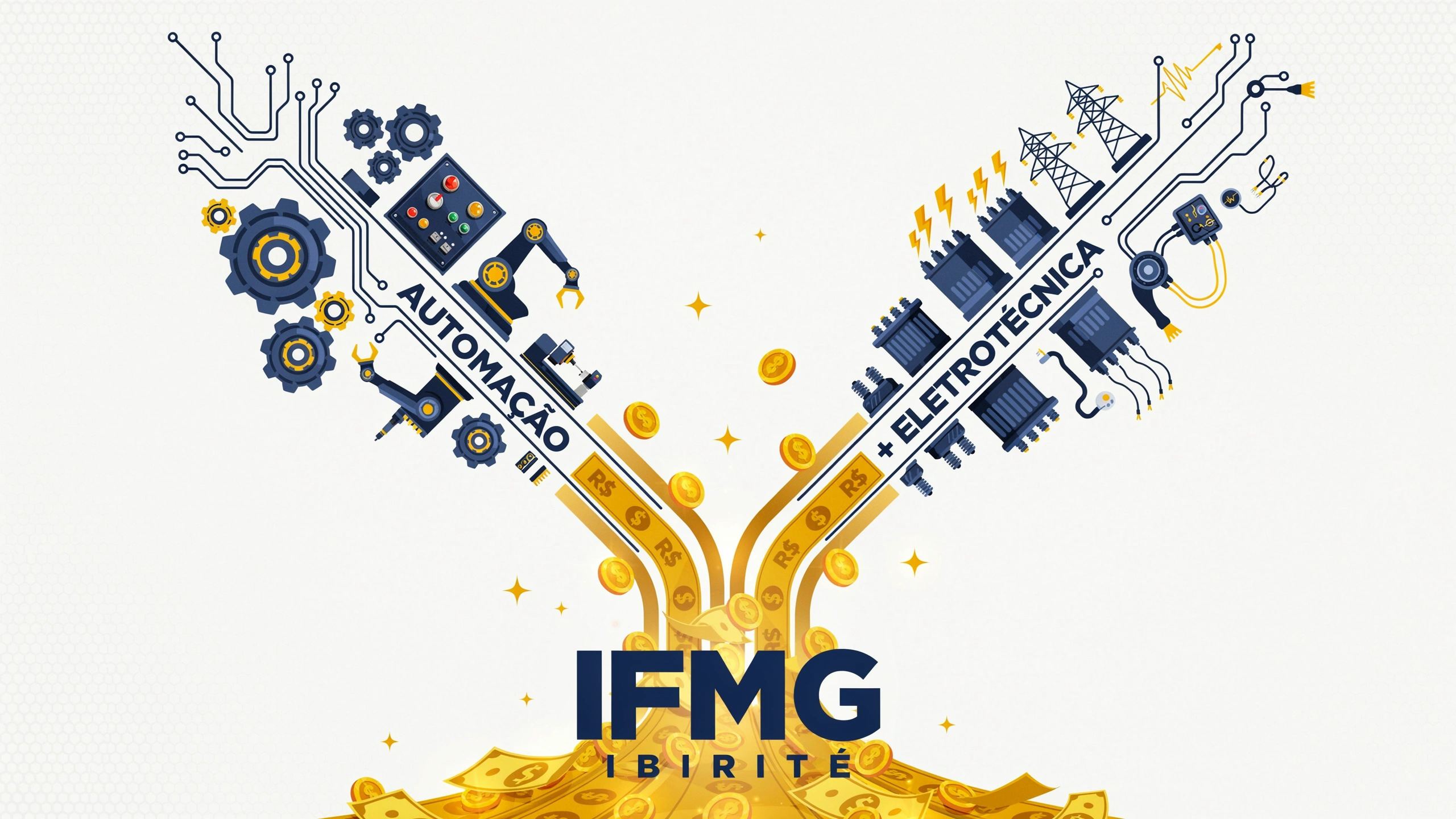IFMG Ibirité abre 60 vagas em cursos técnicos gratuitos de Automação Industrial e Eletrotécnica, com bolsa de até R$ 858 da Petrobras. Inscrições até 22/07.