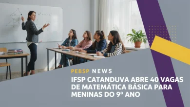IFSP Catanduva abre curso gratuito de Matemática Básica com 40 vagas para o 9º ano, com prioridade para meninas. Inscrições até 2 de agosto. Confira.