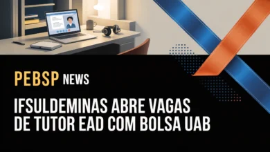 IFSULDEMINAS abre 4 vagas para tutores EaD (Administração e Informática). Bolsa R$ 1.100mês, 20h semanais, 100% remoto. Inscrições até 24 de julho de 2026.