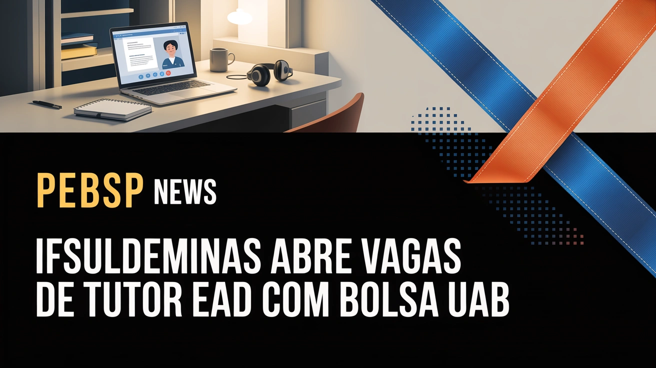 IFSULDEMINAS abre 4 vagas para tutores EaD (Administração e Informática). Bolsa R$ 1.100mês, 20h semanais, 100% remoto. Inscrições até 24 de julho de 2026.