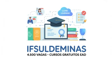 IFSULDEMINAS abre 4.500 vagas gratuitas em cursos EaD de recepcionista, controle de qualidade e competências profissionais.