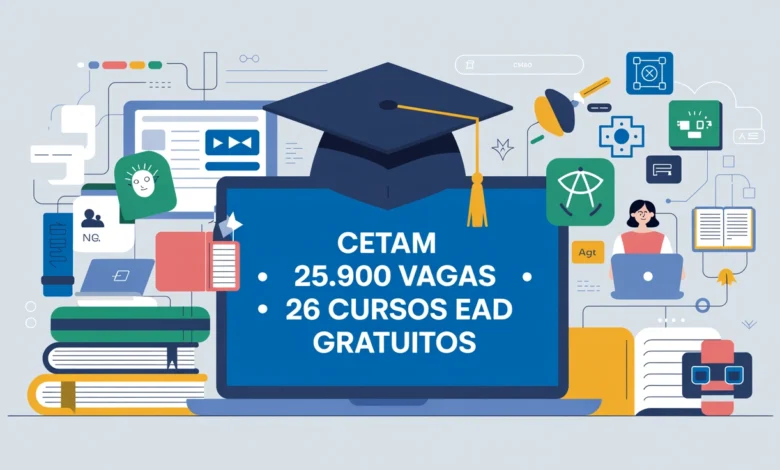 Inscrições para 25.900 vagas em 26 cursos gratuitos EAD do Cetam terminam nesta quarta (1507). Veja cursos, requisitos e como se inscrever agora.
