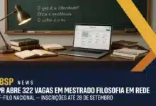 MEC abre 322 vagas no PROF-FILO 2027-2029, distribuidas em 25 nucleos. Inscricoes on-line de 10 de agosto a 28 de setembro de 2026.