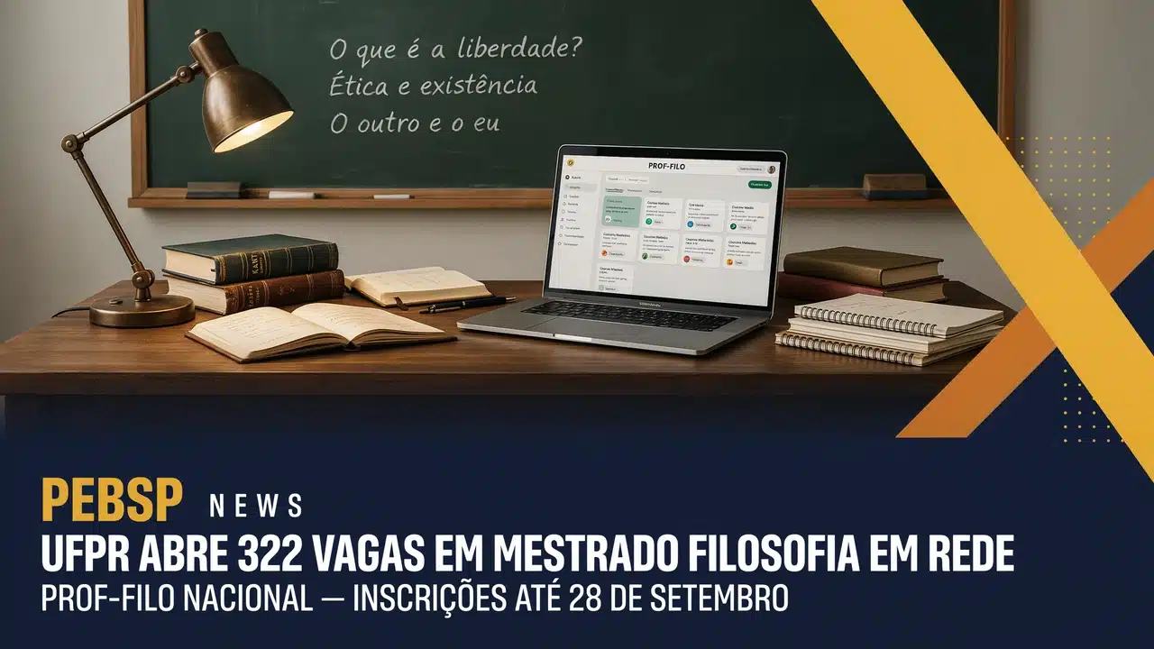 MEC abre 322 vagas no PROF-FILO 2027-2029, distribuidas em 25 nucleos. Inscricoes on-line de 10 de agosto a 28 de setembro de 2026.