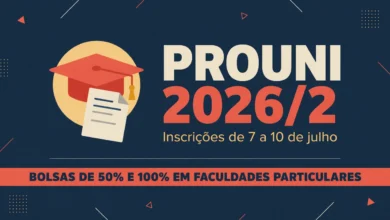 O MEC abriu as inscrições do Prouni 20262, de 7 a 10 de julho, pelo Portal Acesso Único. Veja requisitos, nota mínima do Enem.
