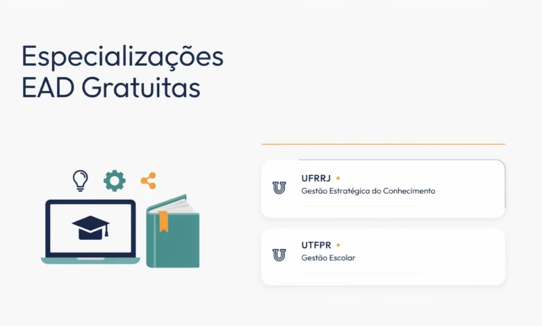 UFRRJ e UTFPR somam 568 vagas em especializações EAD em Gestão, com inscrições até 5 e 10 de agosto de 2026; veja polos e como se inscrever.