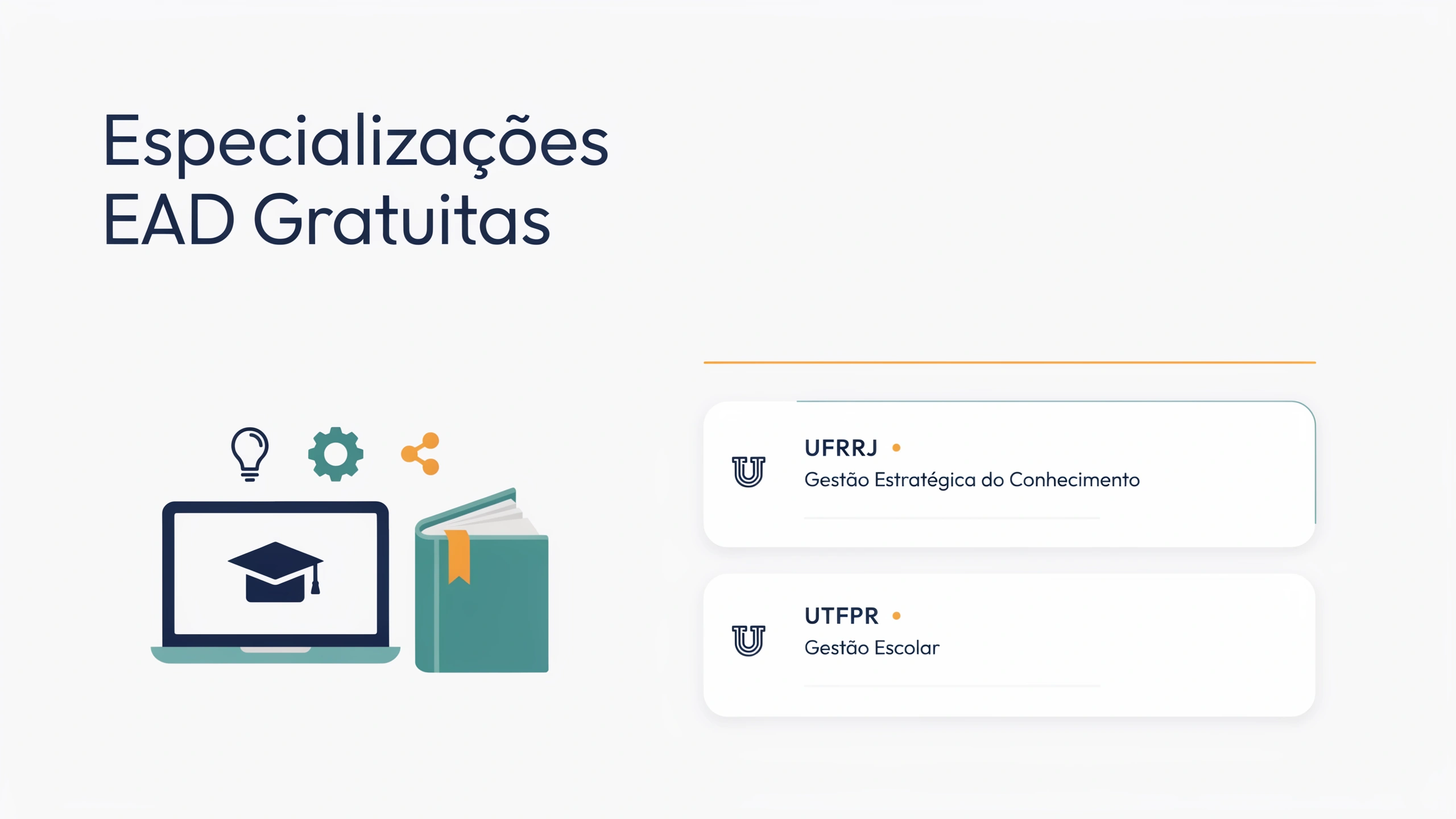UFRRJ e UTFPR somam 568 vagas em especializações EAD em Gestão, com inscrições até 5 e 10 de agosto de 2026; veja polos e como se inscrever.