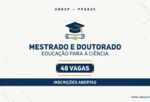 UNESP abre inscrições para mestrado e doutorado em Educação para a Ciência, com 48 vagas para ingresso no 1º semestre de 2027. Veja prazos e documentos.