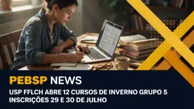 USP abre inscrições para 12 cursos gratuitos de inverno na FFLCH. Grupo 5 inscrições em 29 e 3007, sorteio em 3107. Vagas abertas a maiores de 18 anos.