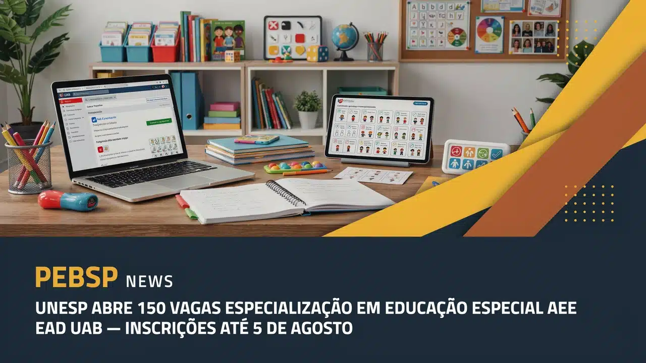 Unesp abre 150 vagas para pós-graduação EaD em AEE, por sorteio público. Inscrições até 05082026, taxa de R$ 30.