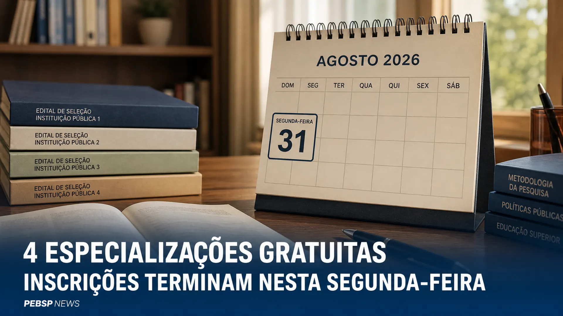 IFSP, UDESC, IFRN e IFMG somam 306 vagas em especializações gratuitas. Inscrições terminam segunda, 31/08; veja vagas e links de cada edital.