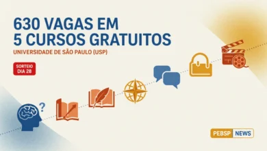 5 cursos de extensão gratuitos da USP — Filosofia, Literatura, Geografia, Psicologia Social, Cinema. 630 vagas. Inscrições até 27/08. Sorteio 28/08.