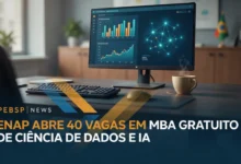 A Enap abre 40 vagas gratuitas para MBA em Ciência de Dados e Inteligência Artificial aplicadas a políticas públicas. Inscrições até 218. Saiba como se inscrever.