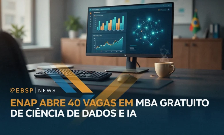 A Enap abre 40 vagas gratuitas para MBA em Ciência de Dados e Inteligência Artificial aplicadas a políticas públicas. Inscrições até 218. Saiba como se inscrever.