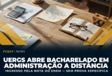 Bacharelado em Administração EaD pela UERGSUAB abre 105 vagas em 3 polos gaúchos com seleção via Enem. Inscrições 3-12 de agosto de 2026.