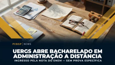 Bacharelado em Administração EaD pela UERGSUAB abre 105 vagas em 3 polos gaúchos com seleção via Enem. Inscrições 3-12 de agosto de 2026.