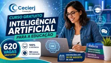 Cecierj abre curso gratuito de IA para educadores, com 620 vagas e 180h EAD. Inscrições até 30 de agosto de 2026. Veja quem pode participar.