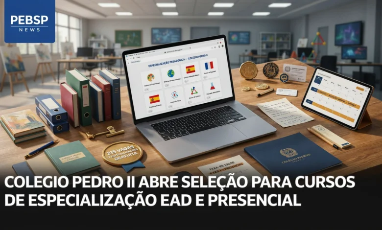 Colégio Pedro II abre 215 vagas em sete especializações gratuitas, seis a distância. Inscrições até 20/08 pelo Dhuí. Confira cursos e requisitos.