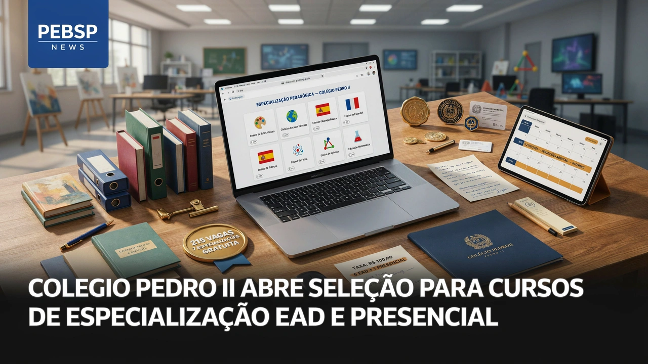 Colégio Pedro II abre 215 vagas em sete especializações gratuitas, seis a distância. Inscrições até 20/08 pelo Dhuí. Confira cursos e requisitos.