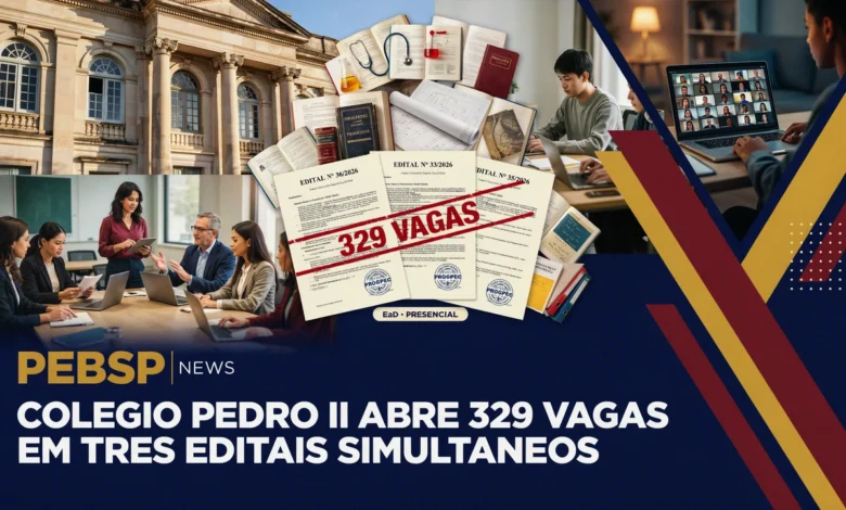 Colégio Pedro II abre 329 vagas em três editais de especialização gratuita — presencial e EaD — com inscrições abertas até 20 de agosto de 2026.