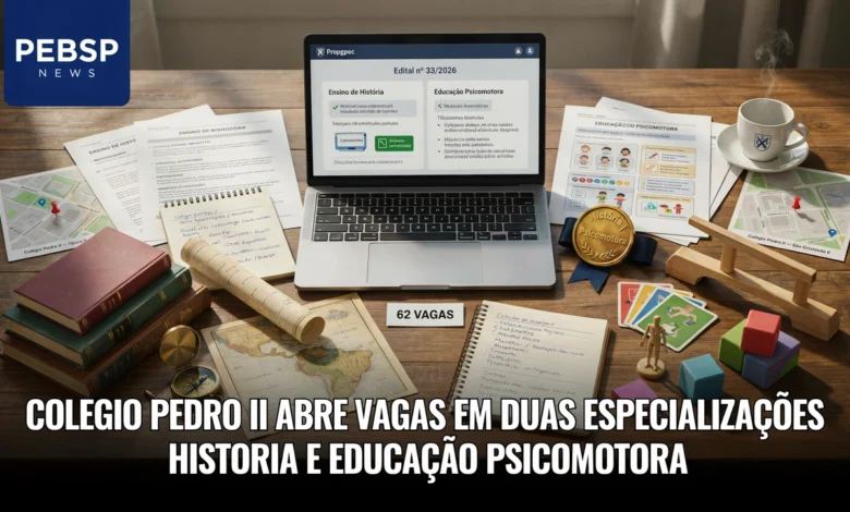 Colégio Pedro II abre 62 vagas em especialização presencial gratuita de História e Psicomotricidade. Inscrições até 2008. Veja como se inscrever.