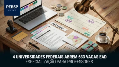 Confira 4 especializações EAD gratuitas para professores — UTFPR, UFTM, UFSCar e UNIVASF somam 633 vagas, com inscrições até 9 e 10 de agosto de 2026.