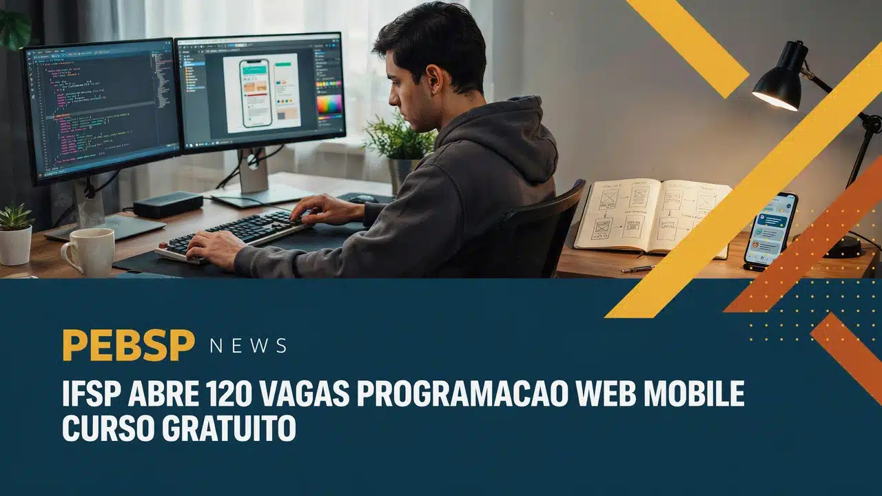 Confira as 120 vagas gratuitas do IFSP para curso de Programação Web e Mobile com IONIC. Assíncrono, 42h, inscrições até 7 de agosto de 2026.