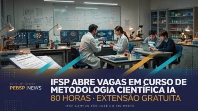 Confira curso gratuito de 80 vagas do IFSP sobre metodologia científica e IA para elaboração de projetos de pesquisa. Inscrições até 12 de agosto.