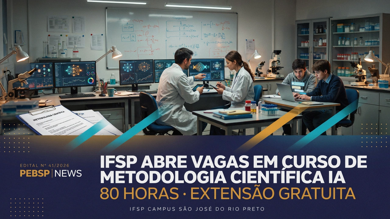 Confira curso gratuito de 80 vagas do IFSP sobre metodologia científica e IA para elaboração de projetos de pesquisa. Inscrições até 12 de agosto.