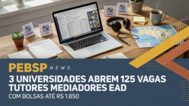 FUERN, UNESP e UFRPE abrem seletivos para tutores e mediadores pedagógicos em EaD, com bolsas de até R$ 1.850. Confira vagas e prazos de cada edital.