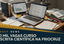 Fiocruz abre inscrições para curso EAD de Escrita Científica. 40 horas, 10 mil vagas. Aprenda IMRaD, publicação científica e integridade. Até 10 de novembro.